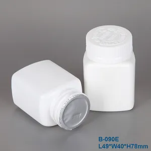 60cc الأبيض HDPE مربع ، كبسولة فارغة زجاجات مع قبعات سلامة الطفل ، أبيض علبة دواء بلاستيكية وغطاء بابا الموردين/ - Product Image 5