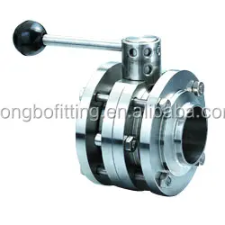 Stainless Steel Sanitary 3-piece Butterfly Valve