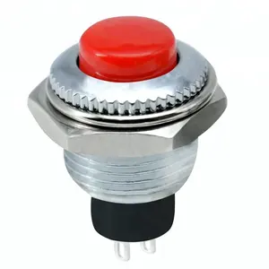 Hongju Red PB-01-MM-R Metal Pushbutton Switch