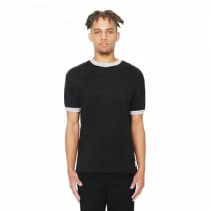 Wholesale Blank Ringer Tee Shirts Black T Shirt For Men