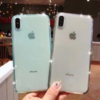 Mode paillettes cristal étincelle couverture souple transparente pour iPhone Xr X Xs 7 8 11 12 13 14 15 Plus Pro Max étui de téléphone portable