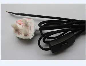 Cable de alimentación de lámpara de sal BS, cable de extensión del Reino Unido con enchufe europeo, cable eléctrico de tela trenzada, interruptor 303 para lámparas