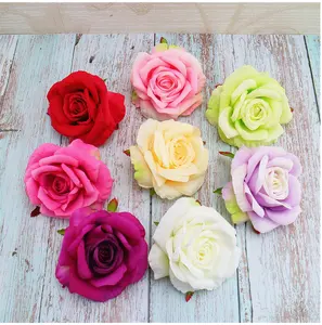 Tissu avec de grandes roses artificielles, 10cm, 10 pièces, de haute qualité, fausses fleurs, pour un mariage, pour une décoration d'événements