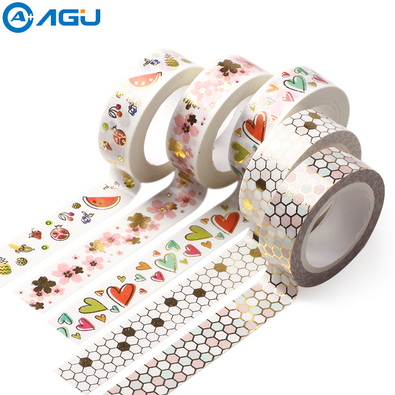 AAGU Новое поступление, бант, цветок, сердце, узор, фольга, Васи-лента, клейкая бумажная Маскировочная лента, офисные принадлежности, бумажные наклейки