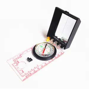 Plastic Pocket Camping Compass Map Mirror And Ruler Compass