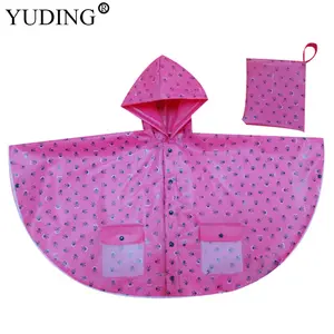 Eva 连帽全印可爱时尚透明塑料儿童雨衣