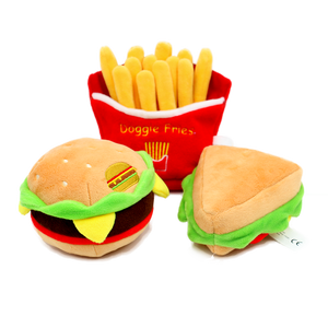 Giocattolo di Peluche a Forma di Fast Food per Cani: Hamburger/<span class=keywords><strong>Sandwich</strong></span>/Patatine Fritte/Popcorn Squittenti per Animali Domestici - Product Image 1