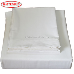 Pabrik Grosir Poly Katun Ukuran Ratu Putih Hotel 200 Benang Hitung <span class=keywords><strong>Percale</strong></span> Lembar Dipasang - Product Image 1