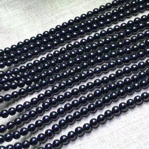 6mm round natural loose black tourmaline gemstone loose beads