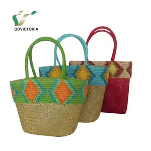 Easy to wash without detergent straw tote beach bags summer easy to match pearl decoration straw bag