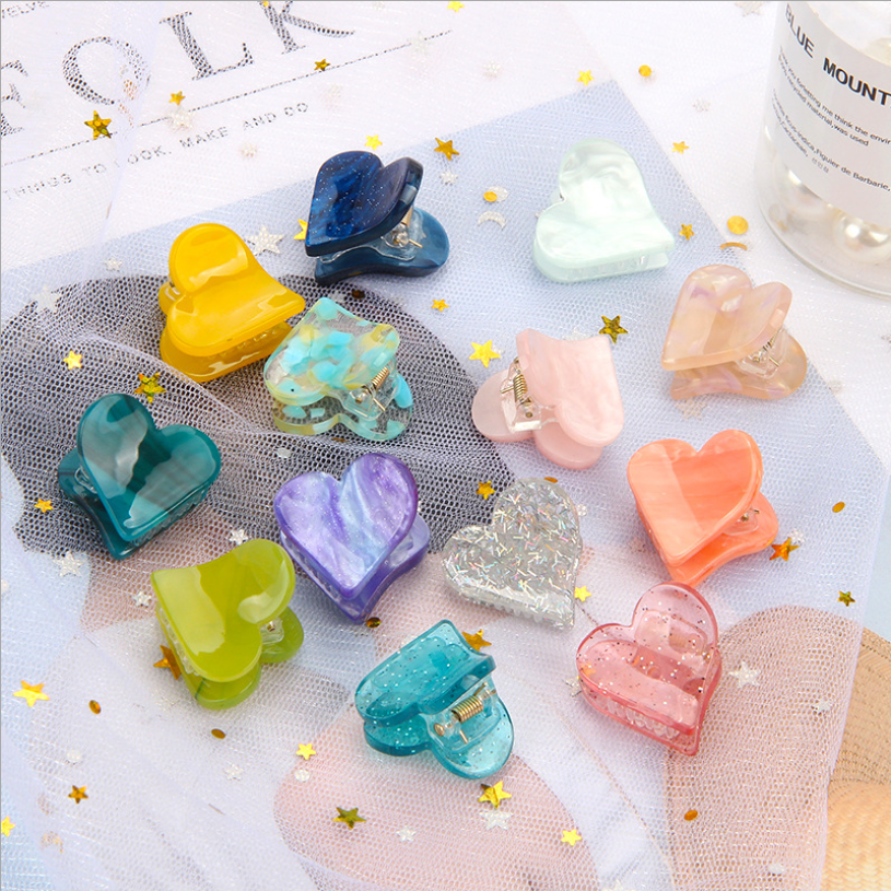 Новые милые детские заколки для волос, аксессуары для волос для маленьких девочек, блестящие заколки для волос в форме сердца