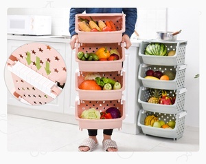 Unbreakable Stars Hollow Stacking 4pcs Plastic Vegetable Storage <strong>Basket</strong> <strong>with</strong> <strong>Lid</strong> - Product Image 3