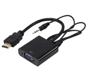 1080P HDMI TO VGA Adapter Converter Cable With Audio Micro USB Power Supply