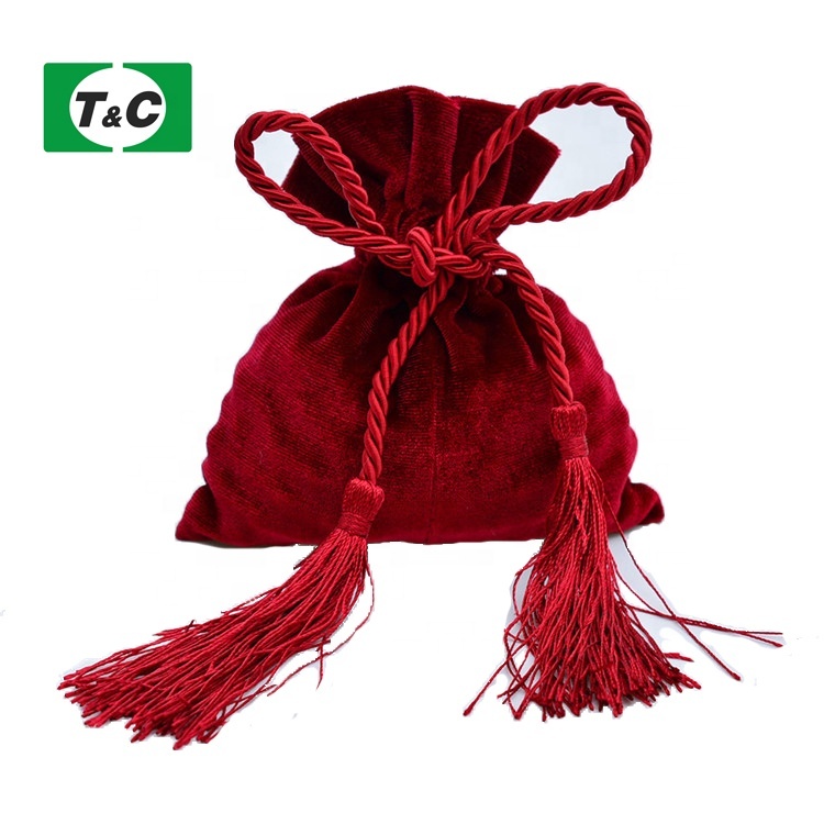 12*14 cm Rouge Rose Gland Velours Sac À Cordon Pochette De Bonbons Sacs D'emballage Sac De Mariage