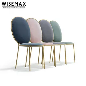 Modern gold round back pink velvet metal legs coffee restaurant stay dining chairs by Nika Zupanc