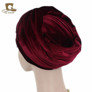 Mới Đến Phụ Nữ Tự Làm Đồ Trang Sức Tuyệt Đẹp Tôn Tạo Dài Nhung Turban Hijab Headscarf Head Kết Thúc Tốt Đẹp TJM-38A - Product Image 5