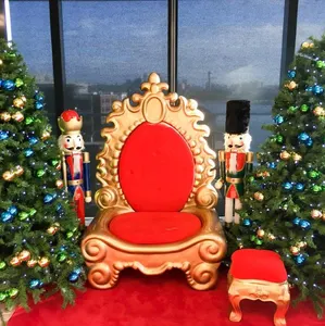 Large Christmas Decoration Santa Throne King Chairs For Outdoor Christmas Decoration Shopping Mall Supplies With Painting