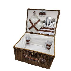 <span class=keywords><strong>Cesta</strong></span> de Picnic de Mimbre para 4 Personas <span class=keywords><strong>con</strong></span> <span class=keywords><strong>Tapa</strong></span>, <span class=keywords><strong>Cesta</strong></span> de Mimbre <span class=keywords><strong>Natural</strong></span> Hecha a Mano y Lavable para Acampar al Aire Libre - Product Image 1
