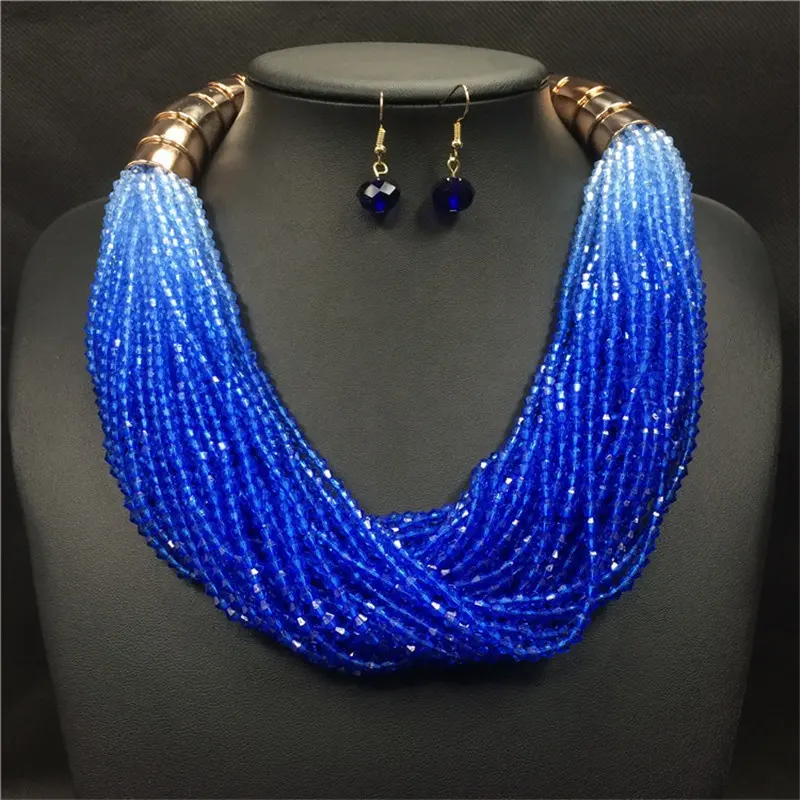 Moyamiya bijoux collier en gros mode dames gros collier ras du cou style africain perle de cristal bijoux brillants femmes