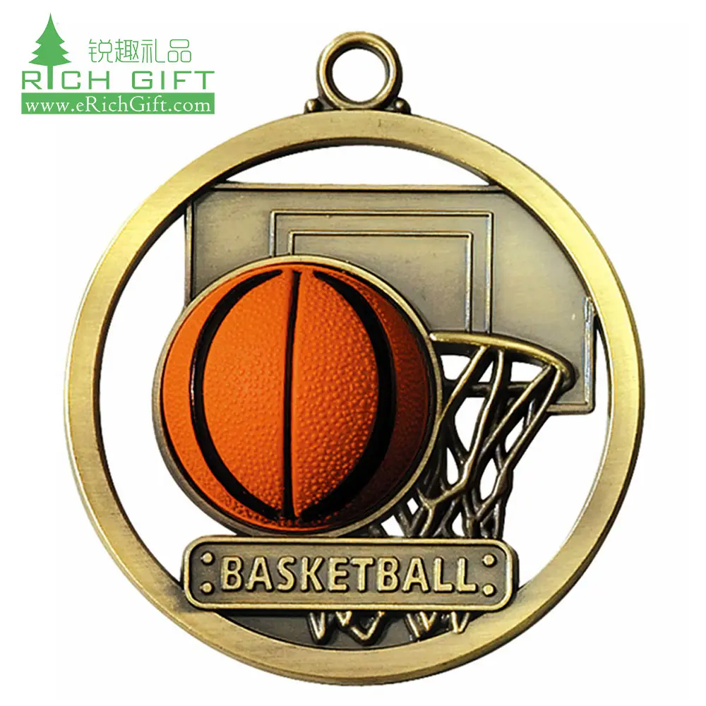 Chinese supplier custom design your own antique bronze casting technique enamel basketball competition award medals