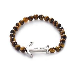 2019 personalizado hecho a mano <span class=keywords><strong>de</strong></span> piedras preciosas <span class=keywords><strong>de</strong></span> Lava, Ojo <span class=keywords><strong>de</strong></span> Tigre, Lapis mate ónix negro Viking joyería ancla pulsera del encanto <span class=keywords><strong>de</strong></span> los hombres - Product Image 2