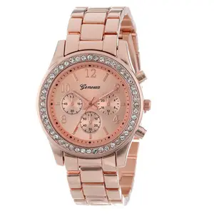 Großhändler Frauen Gold DIAMOND weibliche Armbanduhren Damen Genf Uhren für Frauen relojes para hombre