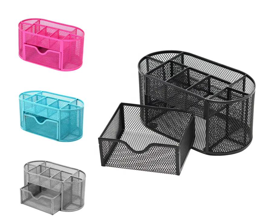 Органайзер для ручек и карандашей, с 9 отделениями и выдвижным ящиком