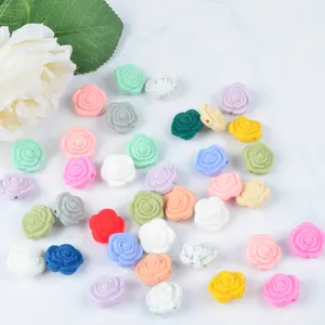 Atacado Food Grade Silicone Beads Enfermagem Mãe Presente Silicone Bebê Dentição Flor Em Forma De Contas para Jóias