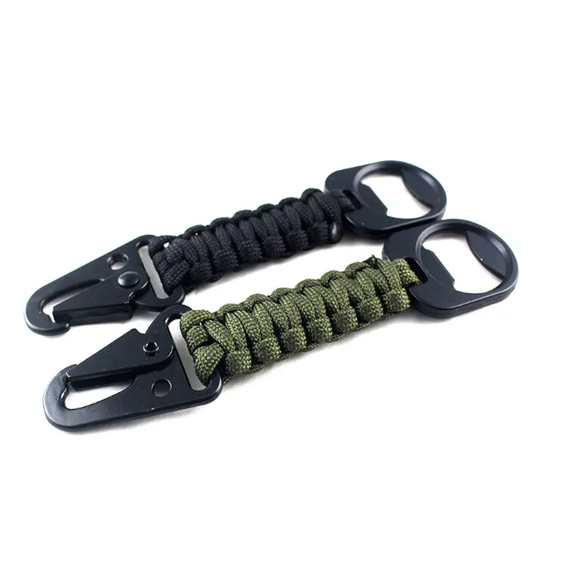 Multi-purpose paracord olecranon buckle with compass key chain umbrella rope braided key chain black