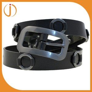 Moda Negro Escudero Anillos Gran cinturón De Hebilla de Metal de Cuero de Búfalo - Product Image 3