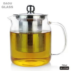 台式网状浸泡器耐热玻璃茶壶，带可拆卸不锈钢浸泡器，茶壶制造商，中国供应商