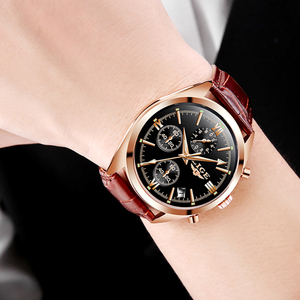 Orologio al Quarzo di Lusso LG9853 per <span class=keywords><strong>Uomo</strong></span>, <span class=keywords><strong>Cinturino</strong></span> in Vera <span class=keywords><strong>Pelle</strong></span>, Cronografo Sportivo Resistente all'Acqua con Quadrante a Lancette - Product Image 4