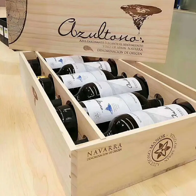 Pan Nieuwe product grenen goedkope Houten wijnkist Aangepaste wijn bier opslag houten krat doos