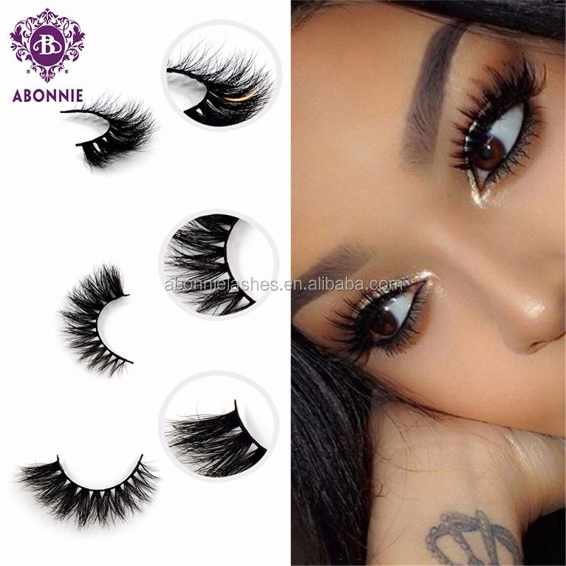 Custom Made 100% Réel De Fourrure De Vison Faux Cils 3d Faux Cils Pack 3d Vison Bande Cils