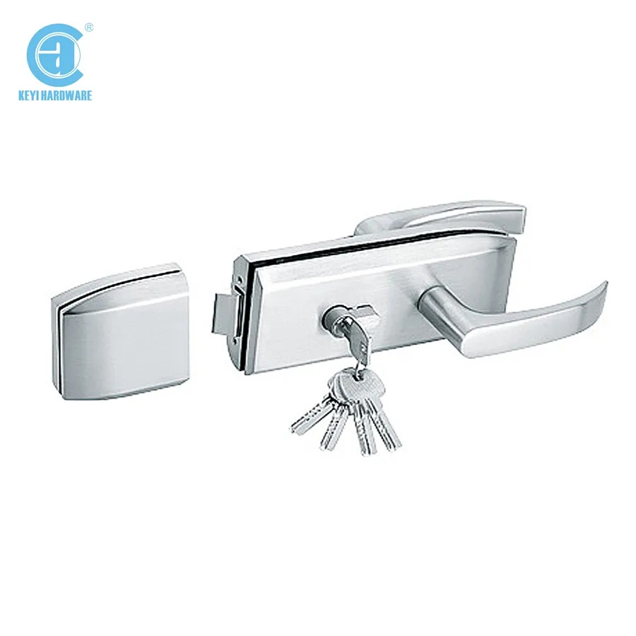 KG-21 serrures à clé de porte coulissante en verre de type multi-sélection serrure de porte en verre serrure à levier en zinc avec poignées