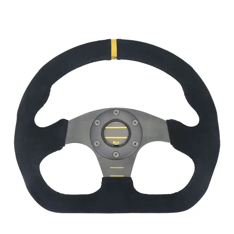 Volant de course Rallye Sport Flat Drift sim Cuir suédé 325mm Noir Pro volante deportivo universel