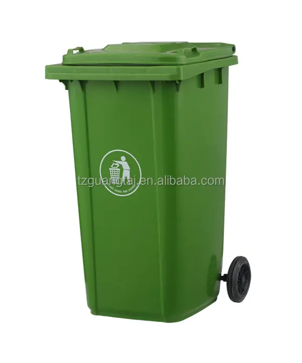 Garrafa de lixo móvel de plástico com rodas 240l ecológicas e uso ao ar livre