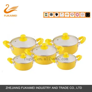 गैर छड़ी एल्यूमीनियम पीला Cookware 10pcs सेट