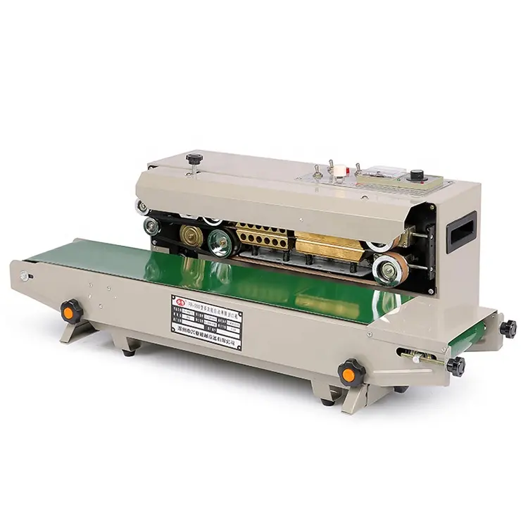 FR-900 otomatik yatay plastik film poşetler ısı yapıştırma makinesi sürekli bant mühürleyen makinesi