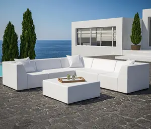 Uland sofa teras furnitur luar ruangan, kain furnitur taman Modern Aluminium berkualitas tinggi