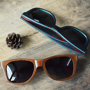 Stile estivo fatto a mano vintage skateboard occhiali da sole in legno femme lunette de soleil homme in legno