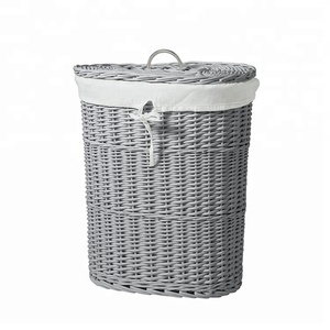 Panier à linge en osier gris Willow de la <span class=keywords><strong>collection</strong></span> Gery Home, rangement d'angle, panier à linge avec couvercle - Product Image 2