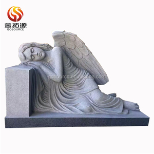 Personnalisation en usine d'une pierre tombale et d'un monument en granit avec ange pleureur, style européen - Product Image 1
