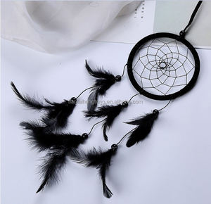<span class=keywords><strong>Attrape</strong></span>-rêves décoré de perles de bois noir de 4.3 ', tenture murale <span class=keywords><strong>pour</strong></span> la maison, pédant décoratif de bureau, cintre de voiture - Product Image 1
