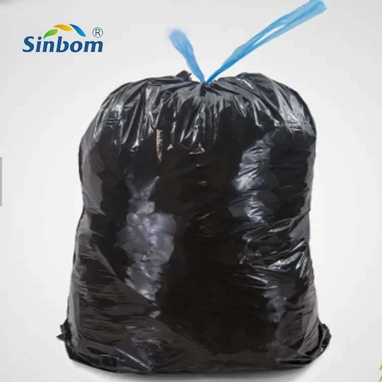 Big Black Plastic Trash Bag drawstring garbage bags refuse sacks on roll