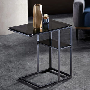 Europeo stile moderno divano letto <span class=keywords><strong>tavolino</strong></span> <span class=keywords><strong>tavolino</strong></span> da caffè in <span class=keywords><strong>vetro</strong></span> nero fuori porta mobili soggiorno fabbrica di porcellana direttamente - Product Image 2