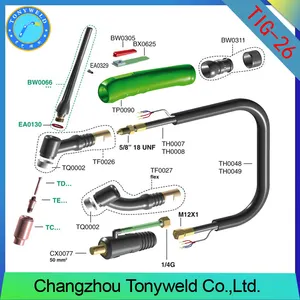 Weldcraftเชื่อมtigอากาศปืนco2 wp 26อาร์กอนปืน8เมตร