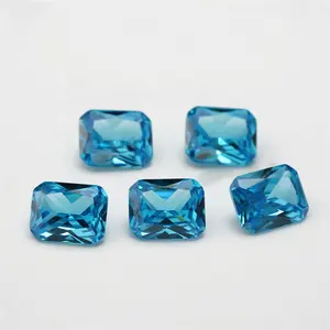 เครื่องตัด Aquamarine Octagon หินสังเคราะห์ Cubic Zirconia ราคาตลาดอัญมณีขายส่งราคา