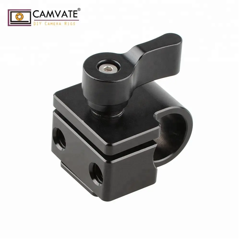 CAMVATE Single 15mm Rod Clamp with Cold Shoe Adapter for 15mm Rods Support System