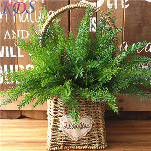 Feuilles vertes artificielles en plastique, vente en gros, 6 têtes, plantes vertes, gazon fern pour mur vert et mariage - Product Image 2